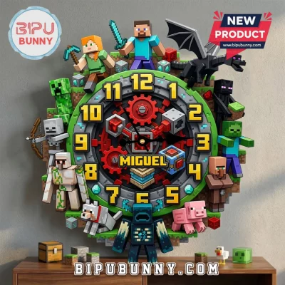 Minecraft Personalized 3D Adventure Gamer Gift Custom Wall Clock