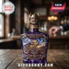 Purple glass liquor bottle with gold Minnesota Vikings 65th anniversary graphics and a viking helmet bottle stopper!