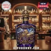 Minnesota Vikings 65th Anniversary liquor bottle with stadium graphic, Viking helmet topper, and purple gold design!