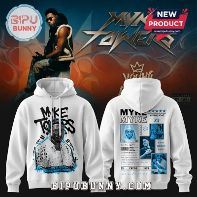Myke Towers 2026 Tour Exclusive Limited Drop White Graphic Hoodie