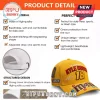 Yellow baseball cap with Kyle Busch 18 NASCAR logo and M and M branding, curved brim, adjustable strap design!