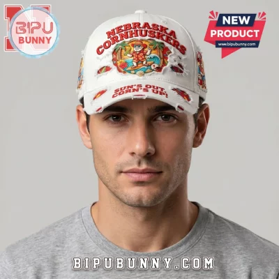 Nebraska Cornhuskers White Distressed Summer Beach Baseball Cap