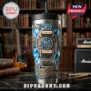 Blue tie-dye New Kids On The Block tumbler featuring guitar mechanics and text including The Right Stuff and Blockheads.!