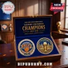 Wooden display box with two New York Knicks 2025-2026 Eastern Conference Champions gold commemorative coins on blue velvet!