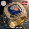 Gold New York Knicks championship ring with blue stone and text 2026 Eastern Conference Champions!