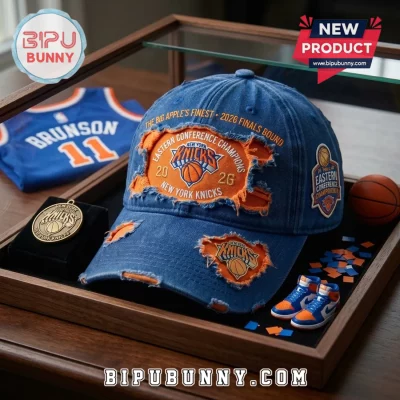 New York Knicks 2026 Eastern Conference Champions Distressed Baseball Cap