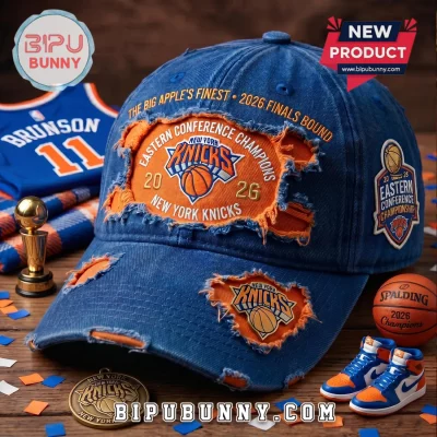 New York Knicks 2026 Eastern Conference Champions Distressed Baseball Cap