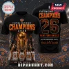 Black New York Knicks 2026 Eastern Conference Champions t-shirt with orange text, trophy graphic, and team jersey prints!