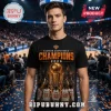 Black Knicks t-shirt featuring Eastern Conference Champions 2026 text with basketball trophy and team player graphics!