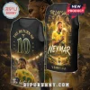 Black basketball jersey featuring Neymar soccer graphics, gold text, number 10, and Brazil World Cup 2026 imagery.!