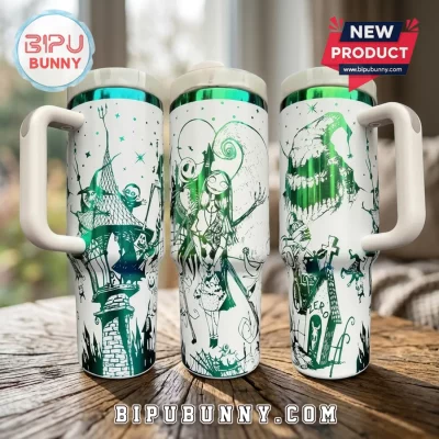 Nightmare Before Christmas Jack Sally Green Chrome 40oz Tumbler