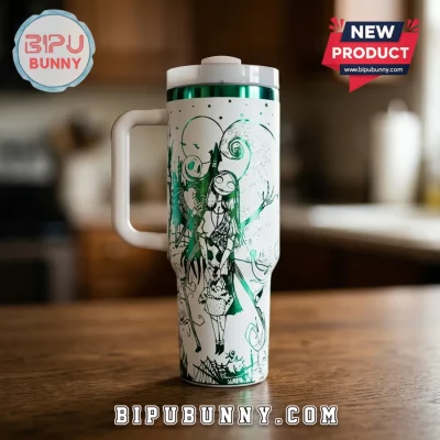 Nightmare Before Christmas Jack Sally Green Chrome 40oz Tumbler