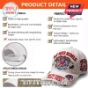 White baseball cap with Ole Miss Rebels graphics, palm trees, and text Are We Sunny? Hell Yes! with distressed edges!