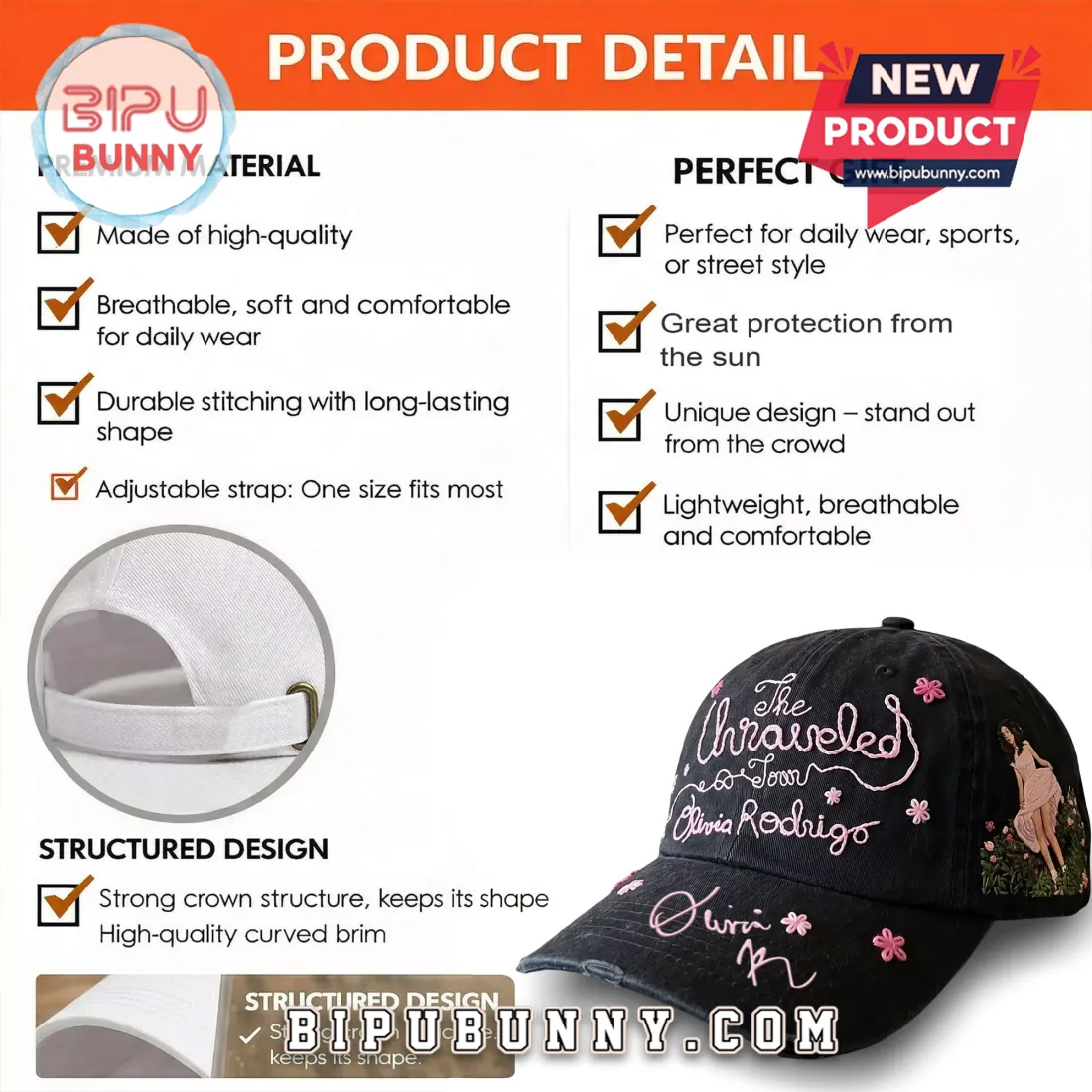 Olivia Rodrigo The Unraveled Tour Premium Distressed Baseball Cap Olivia Rodrigo The Unraveled Tour Premium Distressed Baseball Cap
