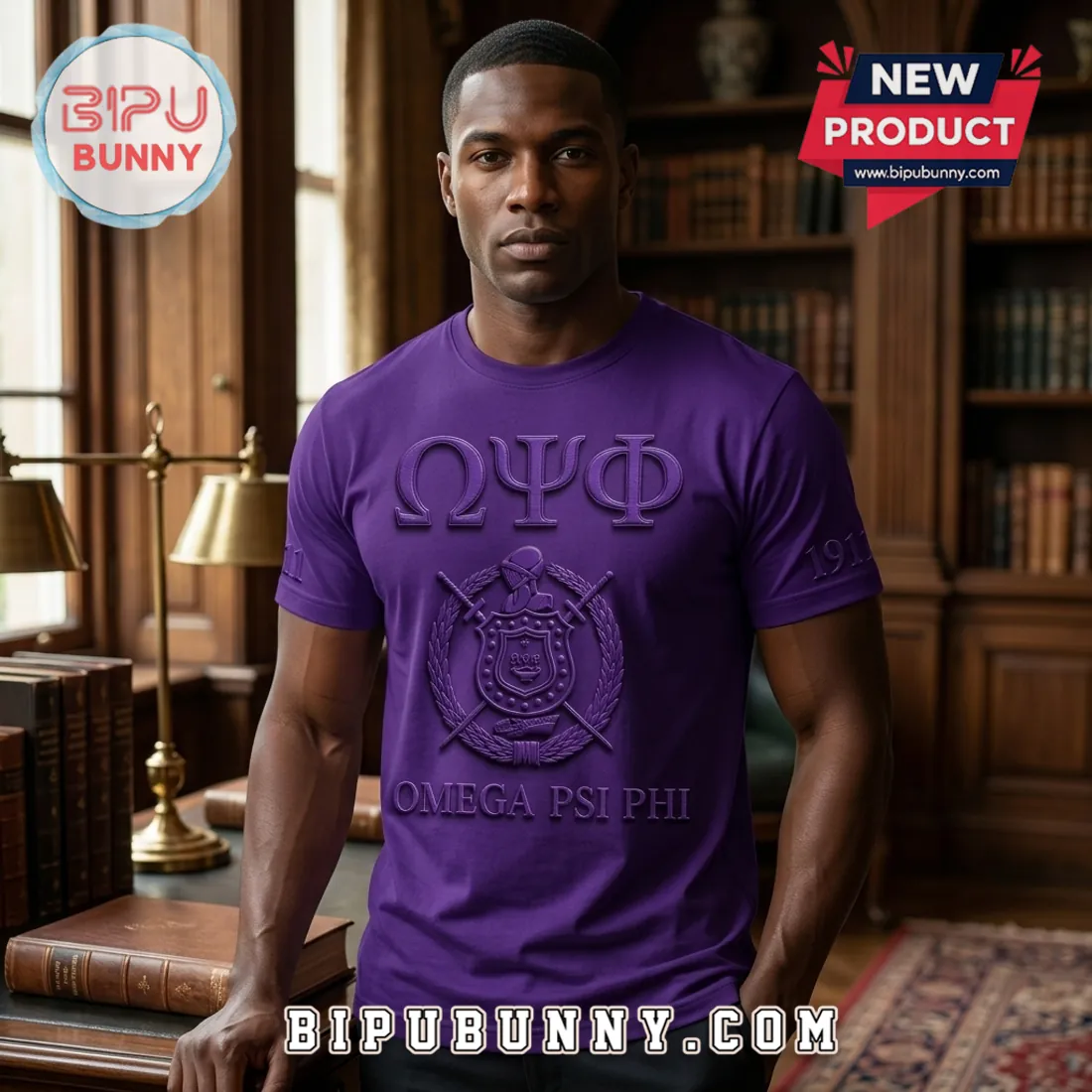 Omega Psi Phi 1911 Crest Embossed Purple Greek Fraternity Shirt Omega Psi Phi 1911 Crest Embossed Purple Greek Fraternity Shirt