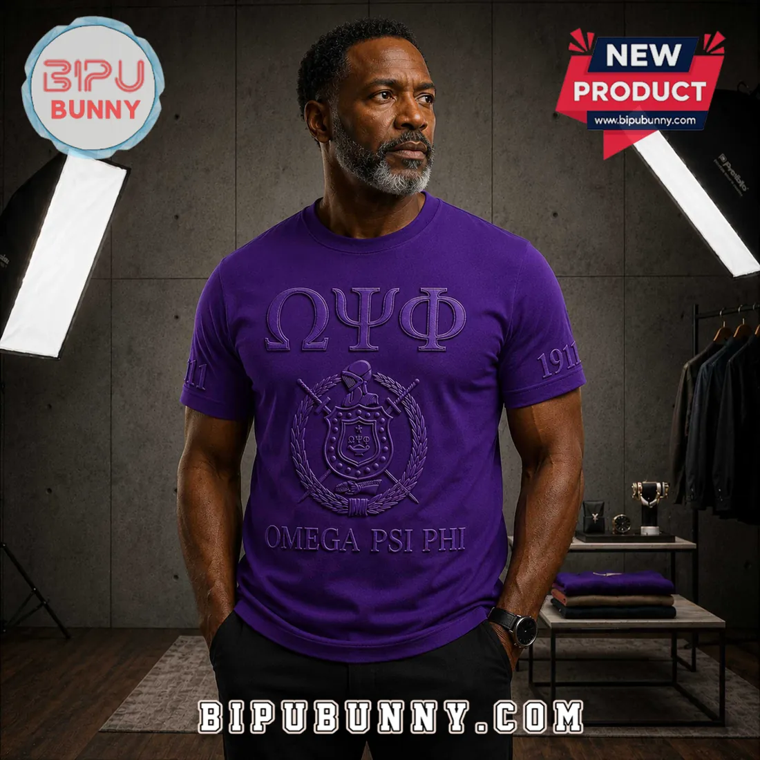 Omega Psi Phi 1911 Crest Embossed Purple Greek Fraternity Shirt Omega Psi Phi 1911 Crest Embossed Purple Greek Fraternity Shirt