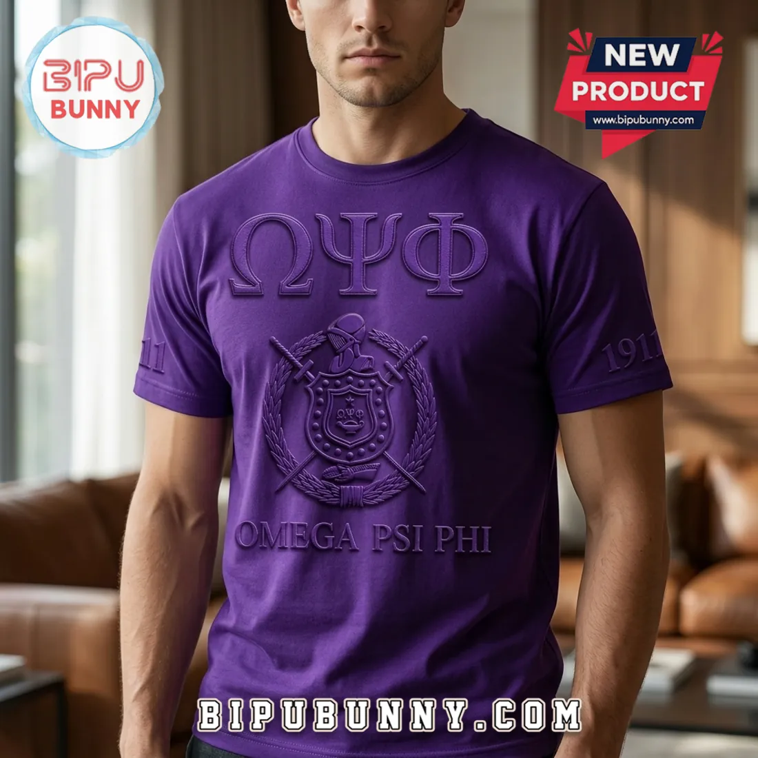 Omega Psi Phi 1911 Crest Embossed Purple Greek Fraternity Shirt Omega Psi Phi 1911 Crest Embossed Purple Greek Fraternity Shirt