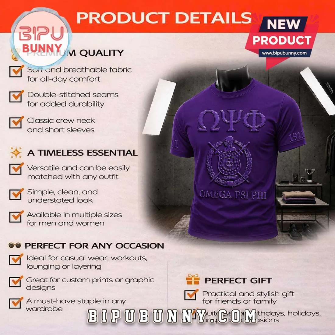 Omega Psi Phi 1911 Crest Embossed Purple Greek Fraternity Shirt Omega Psi Phi 1911 Crest Embossed Purple Greek Fraternity Shirt