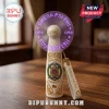 White handheld LED fan with gold and green collegiate design. Glowing purple text: OMEGA PSI PHI, FOUNDED 1911, ΩΨΦ!