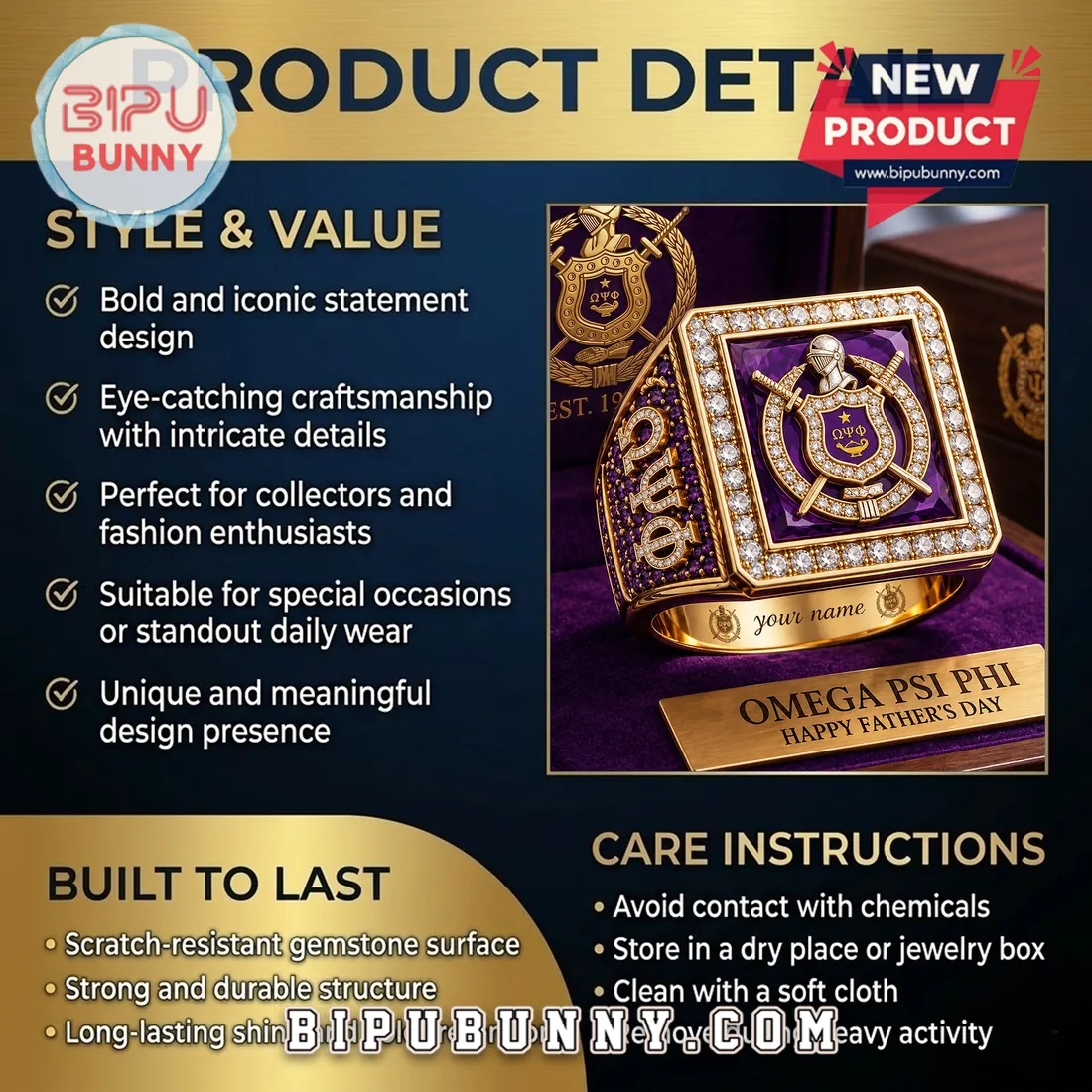 Omega Psi Phi Fraternity Personalized Ring Omega Psi Phi Fraternity Personalized Ring