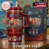 Red metal One Piece 29th anniversary tumbler featuring Luffy and crew with official logo and grand line text!
