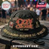 Black distressed heavy metal bucket hat with red gold OZZY OSBOURNE EST 1980, DIARY OF A MADMAN, BLIZZARD OF OZZ, NO MORE TEARS text!