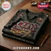 Distressed dark gray heavy metal Ozzy Osbourne tee with metallic gold bat, ornate cross, red text! Features 'OZZY OSBOURNE', 'BARK AT THE MOON - NO MORE TEARS - CRAZY TRAIN'!