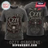 Grey acid wash Ozzy Osbourne t-shirt with winged skull graphic red accents and song titles on front and back!