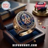 Gold Paris Saint-Germain championship ring! Blue gem, Eiffel Tower, 'PARIS - FRANCE', 'ICI C'EST PARIS', soccer ball, customizable 'YOUR NAME'!
