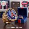Gold championship ring with blue gem, red Eiffel Tower, gold fleur-de-lis! PARIS SAINT-GERMAIN, AUGUST 12, 1970 text!