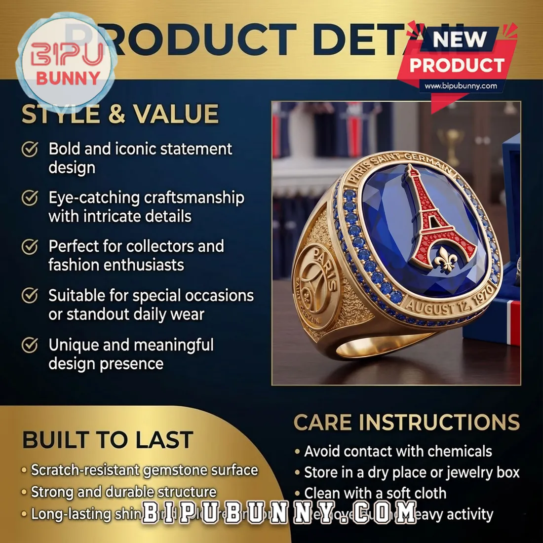 Paris Saint-Germain Premium Gold Ring Paris Saint-Germain Premium Gold Ring