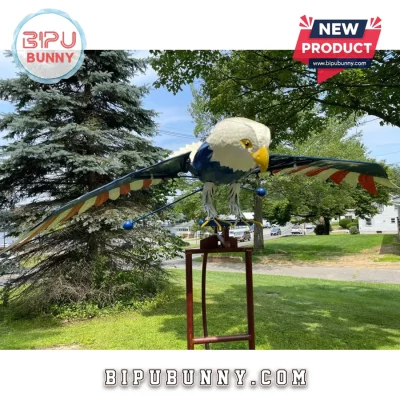 Patriotic American Eagle Kinetic Metal Garden Spinner Outdoor Art