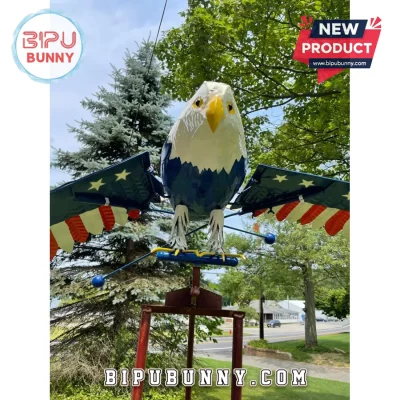 Patriotic American Eagle Kinetic Metal Garden Spinner Outdoor Art