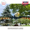 Patriotic bald eagle statue, American flag wing design, red white blue stripes and white stars on dark blue, white head, yellow beak!
