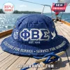 Distressed blue bucket hat with Greek letters 