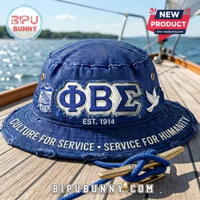 Phi Beta Sigma Distressed Blue EST 1914 Fraternity Bucket Hat