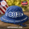 Distressed blue bucket hat with white Greek letters ΦΒΣ, 'EST. 1914', and 'CULTURE FOR SERVICE • SERVICE FOR HUMANITY' text!