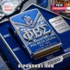 Blue Zippo lighter with metallic silver Greek letters ΦΒΣ, 