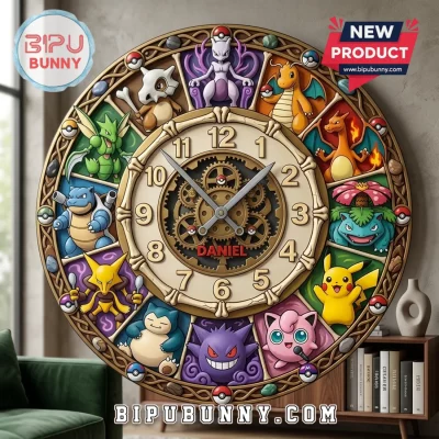Pokémon 3D Custom Name Wall Clock