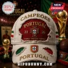 Distressed beige Portugal soccer cap with red, green, gold accents! Features 