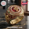 Gold and red Portugal National Football Team championship ring, ornate with diamonds, emeralds, and 