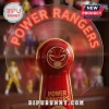 Red gold retro Power Rangers fan! Clear spinning blades show glowing 'POWER RANGERS' text! 'POWER RANGERS' on handle!