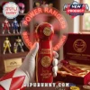 Retro red Power Rangers handheld fan, gold dino logo, glowing 'POWER RANGERS' on blade, 'IT'S MORPHIN TIME!' on handle!