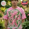 Pink and green tie-dye t-shirt featuring a butterfly wing and awareness ribbon design with AKA text!