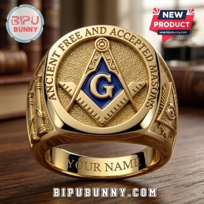 Premium Masonic Gold Square & Compasses Ring
