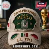 Distressed khaki cap with green panel, gold embroidered CAMPEONES MEXICO 20 26, eagle logo, PASIÓN ORGULLO GLORIA, Mexican flag, EL TRI!