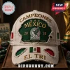 Beige distressed baseball cap, green patch, gold embroidered CAMPEONES MEXICO 2026 PASIÓN ORGULLO GLORIA EL TRI, Mexican flags!