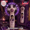 White handheld LED fan with Prince portrait, purple love symbol, and 