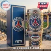 Gemstone-studded gold blue YETI tumbler box! Paris Saint-Germain logo, Eiffel Tower, Parc des Princes, August 12, 1970!