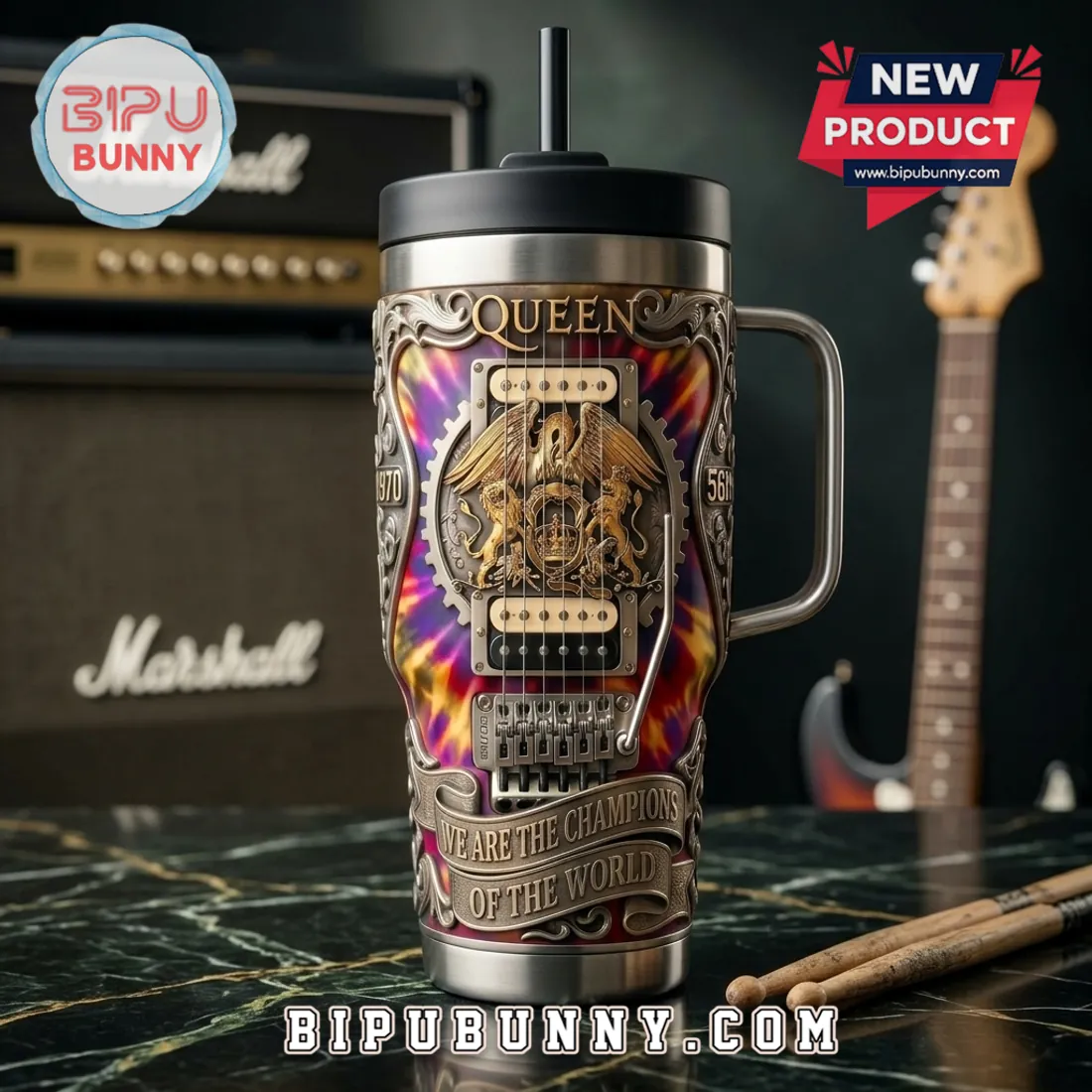 Queen Band We Are The Champions Stainless Steel Handle Tumbler Queen Band We Are The Champions Stainless Steel Handle Tumbler